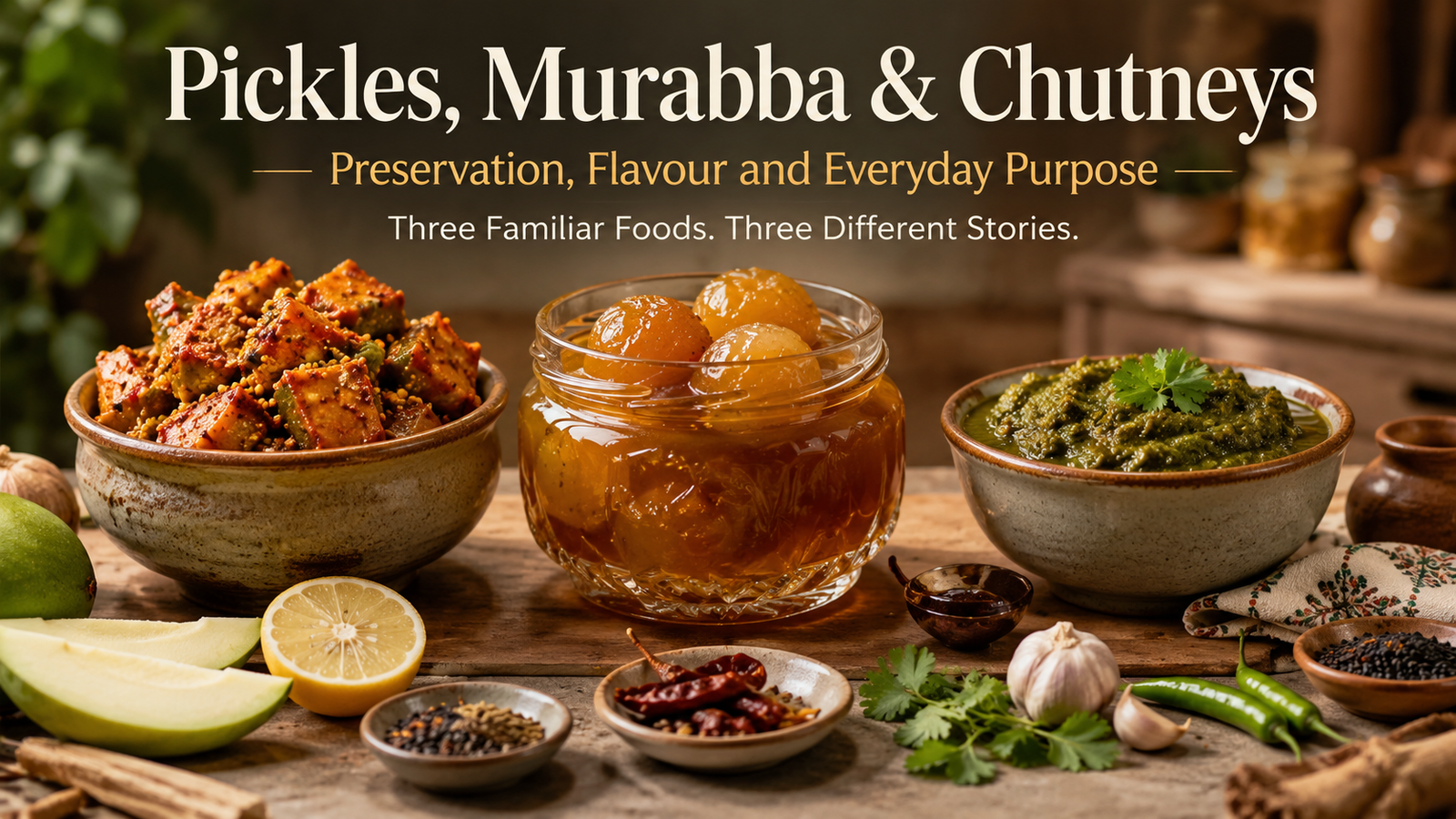 ¬Pickles, Murabba and Chutneys: Preservation, Flavour and Everyday Purpose