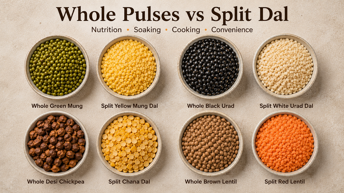 Whole Pulses vs Split Dal: Nutrition, Soaking, Cooking and Convenience
