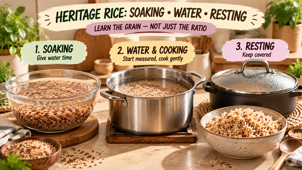 How to Cook Unpolished and Heritage Rice: Soaking, Water and Resting