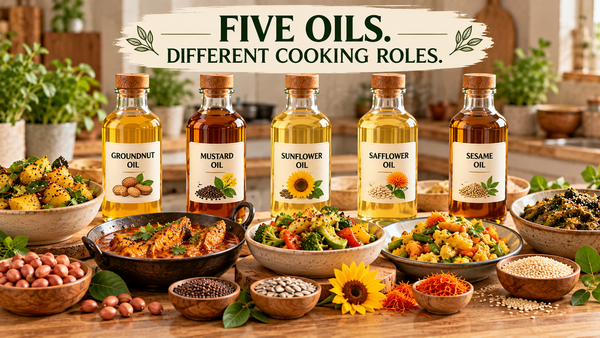 How to Use Groundnut, Mustard, Sunflower, Safflower and Sesame Oils by Dish
