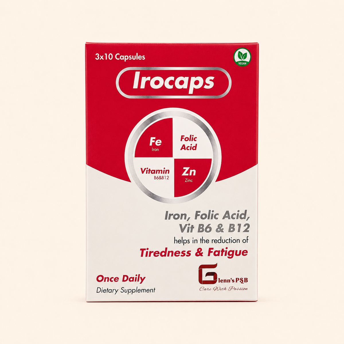 Irocaps Iron, Folic Acid, Vitamin B6 & B12 Capsules – 30 Capsules