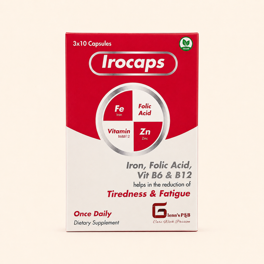 Irocaps Iron, Folic Acid, Vitamin B6 & B12 Capsules – 30 Capsules