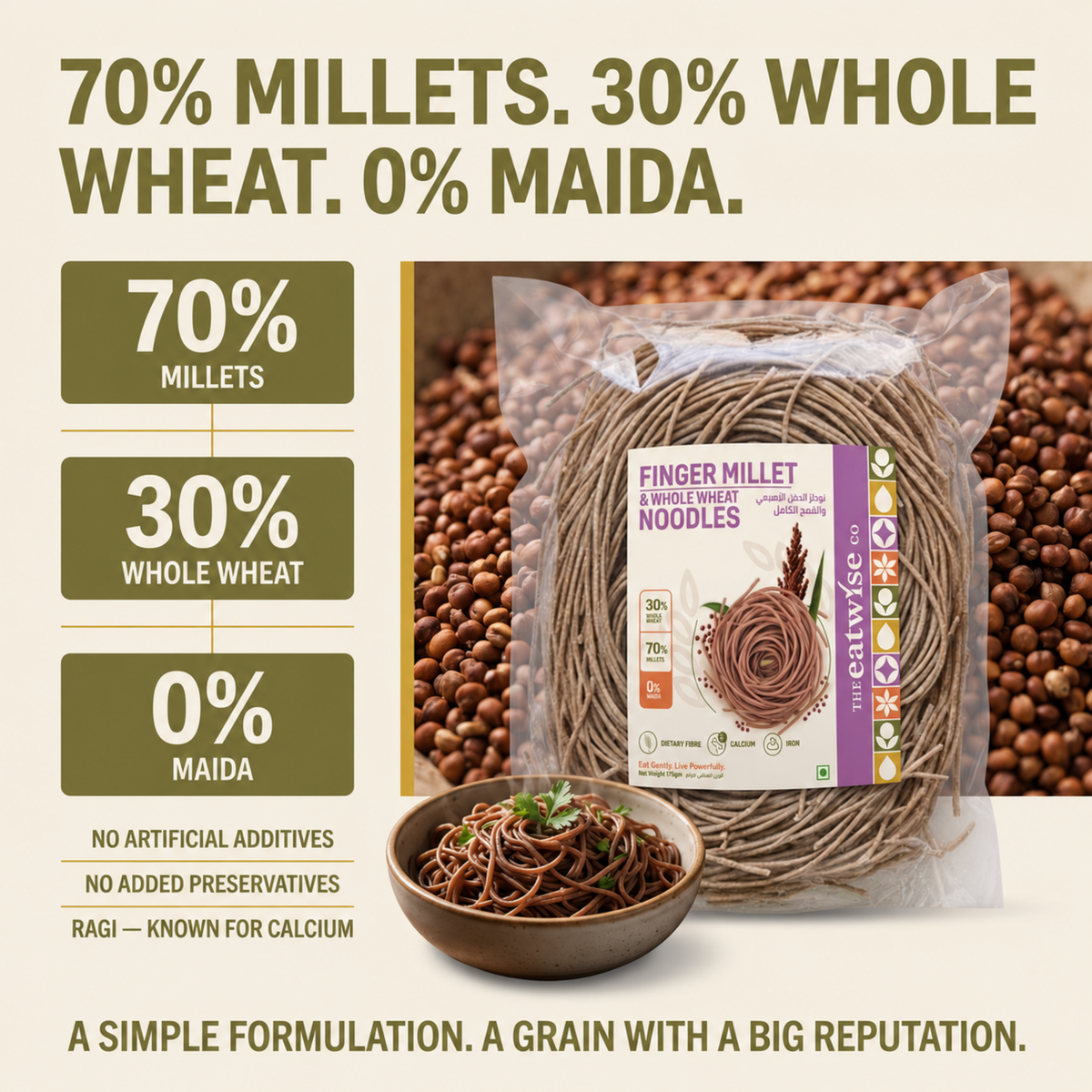Finger Millet whole wheat noodles