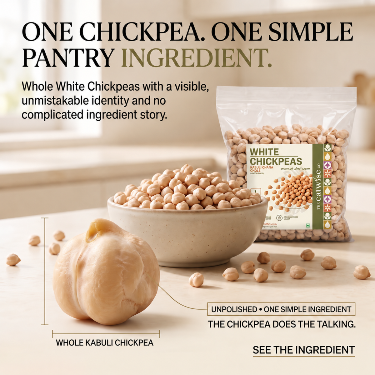 White Chickpeas (Kabuli Chana / Chole) – Unpolished 500gm