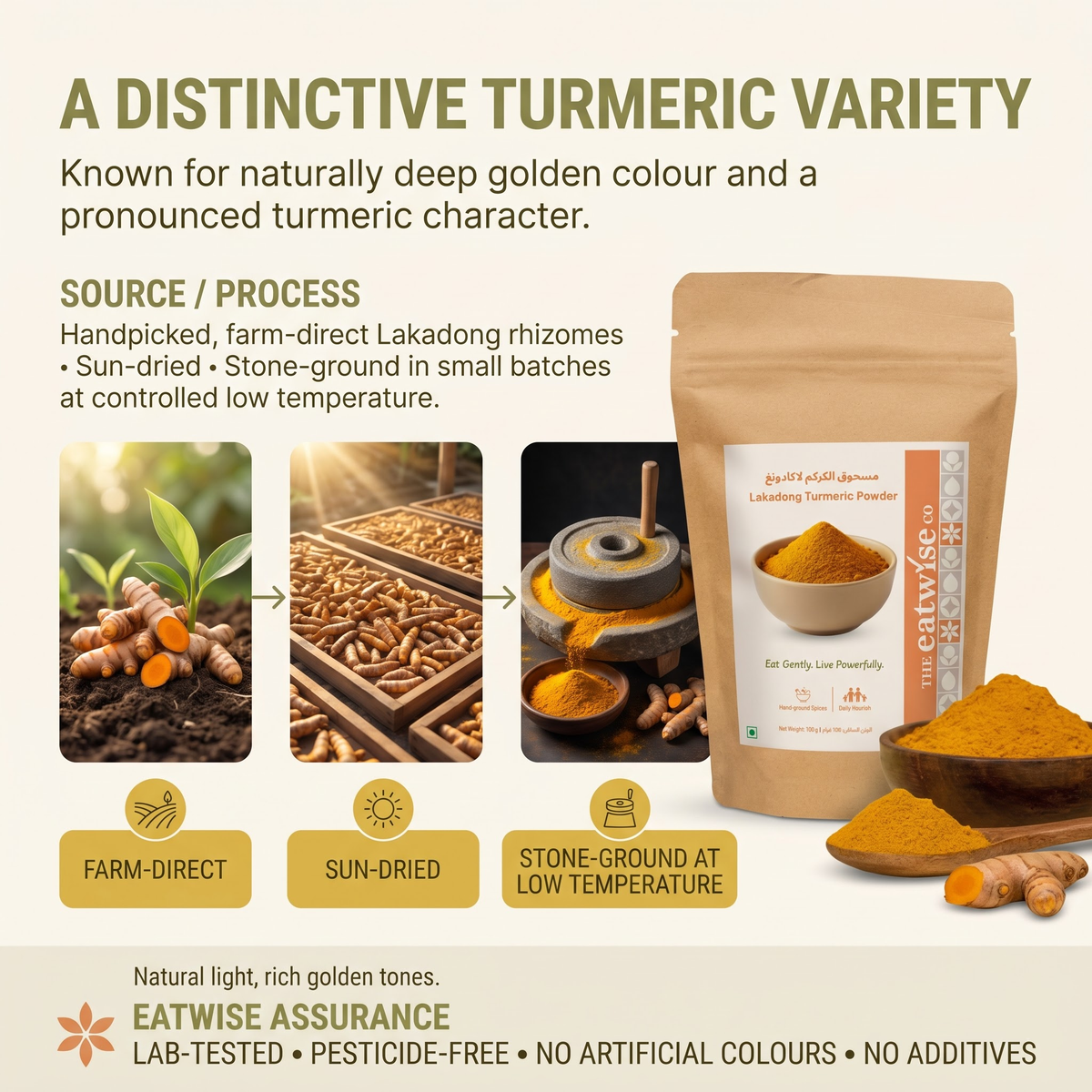 Lakadong Turmeric Powder – Stone-Ground Haldi – 100 g