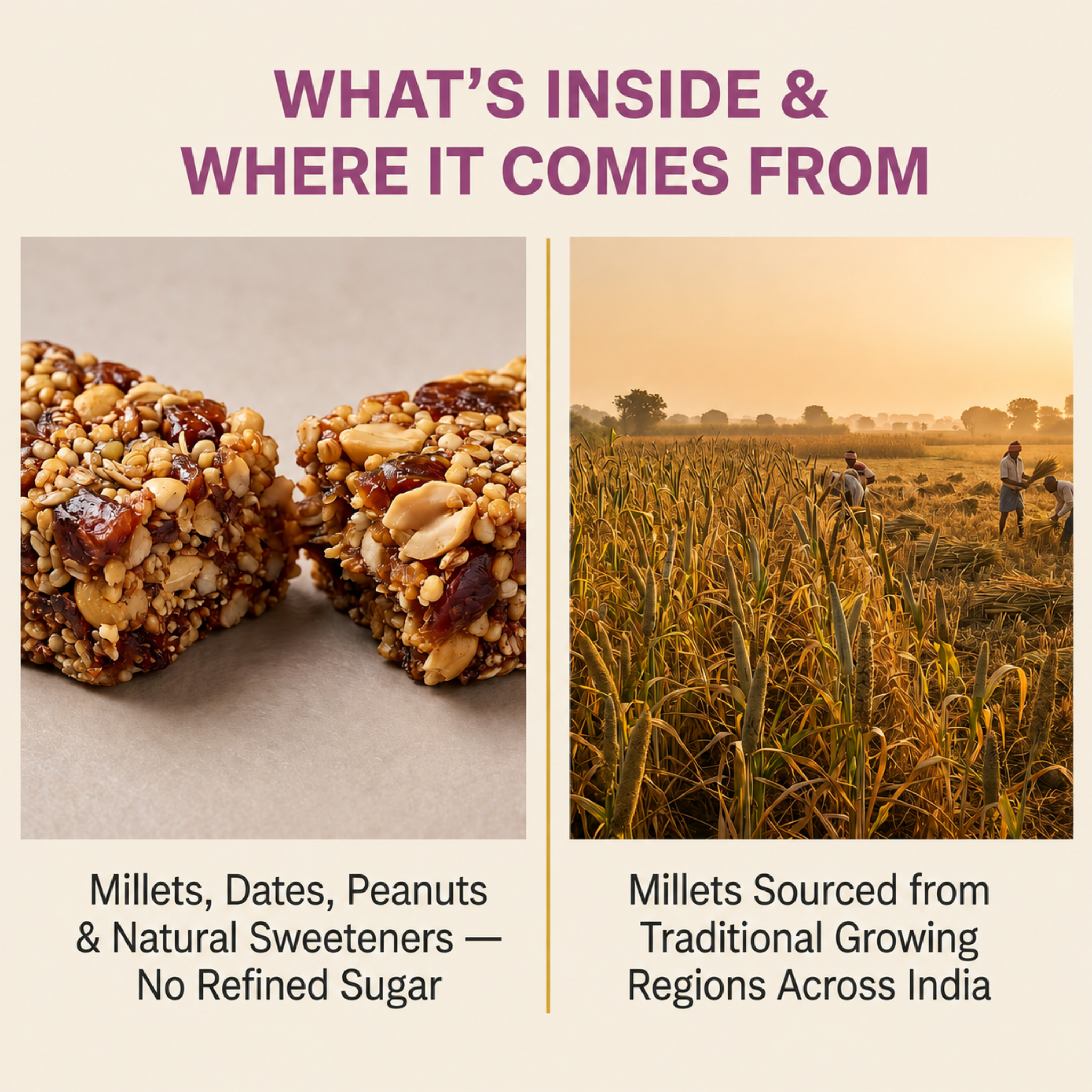 Millet Dates Peanut Crispy Bar