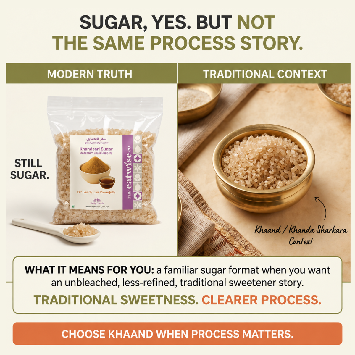 Khandsari Sugar – Traditional Sugar Made from Liquid Jaggery – 500gm