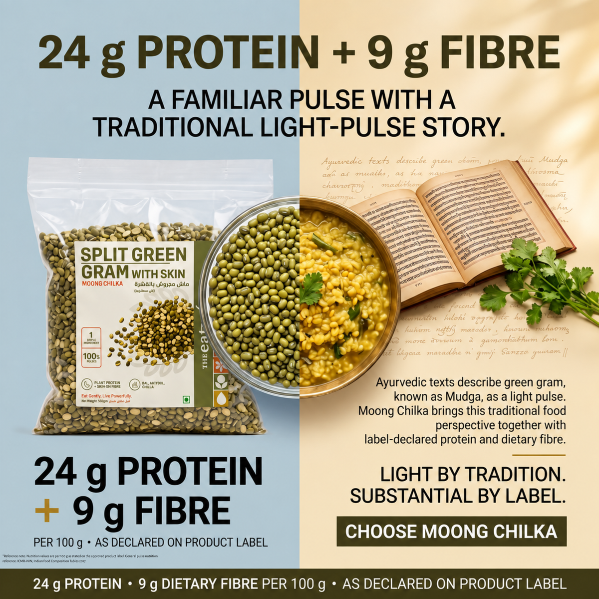 Split Green Gram with Skin (Moong Chilka) – Unpolished 500 gm