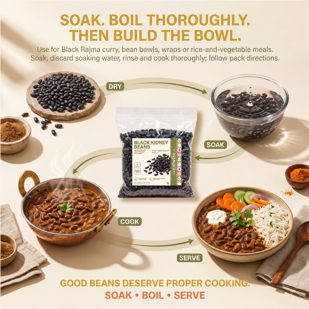 Black Kidney Beans (Black Rajma / Kali Rajma) – Unpolished 500gm