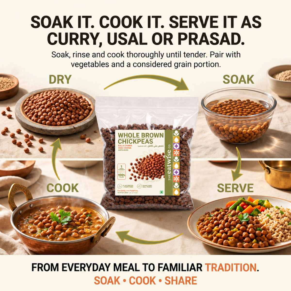 Whole Brown Chickpeas (Kala Chana / Desi Chana) – Unpolished 500gm