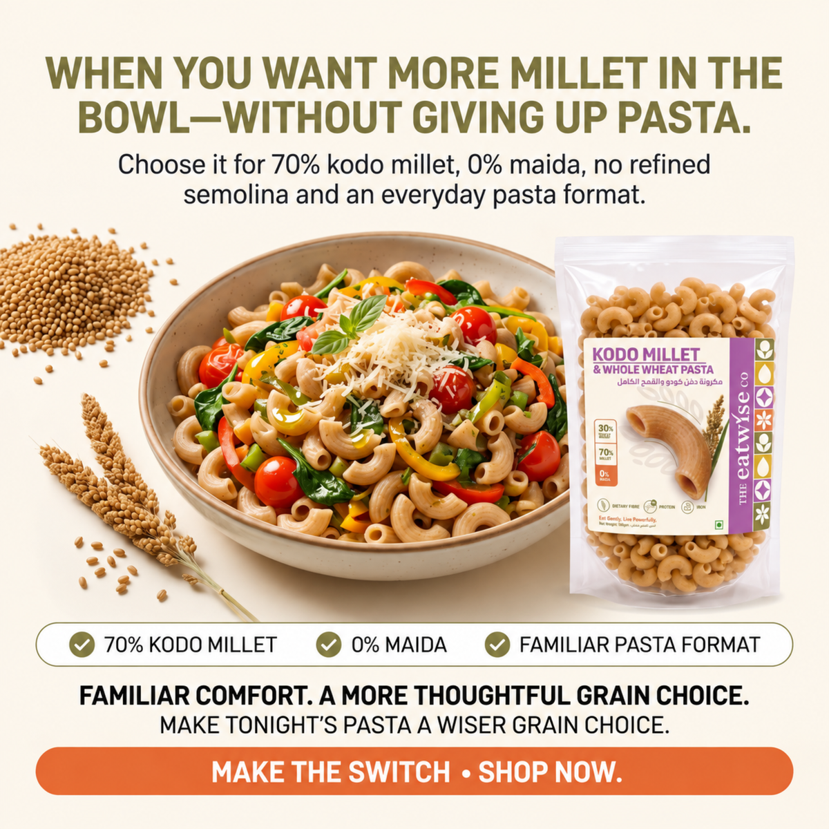 Kodo Millet & Whole Wheat Pasta