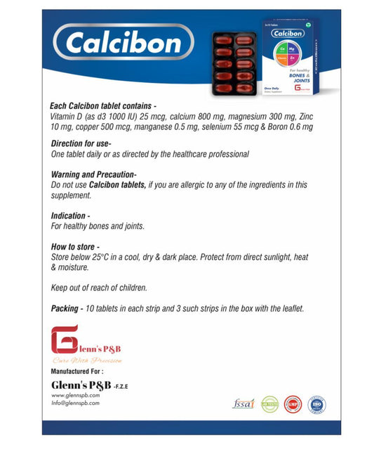 Calcibon Calcium, Magnesium, Zinc & Vitamin D3 Dietary Supplement – 30 Tablets