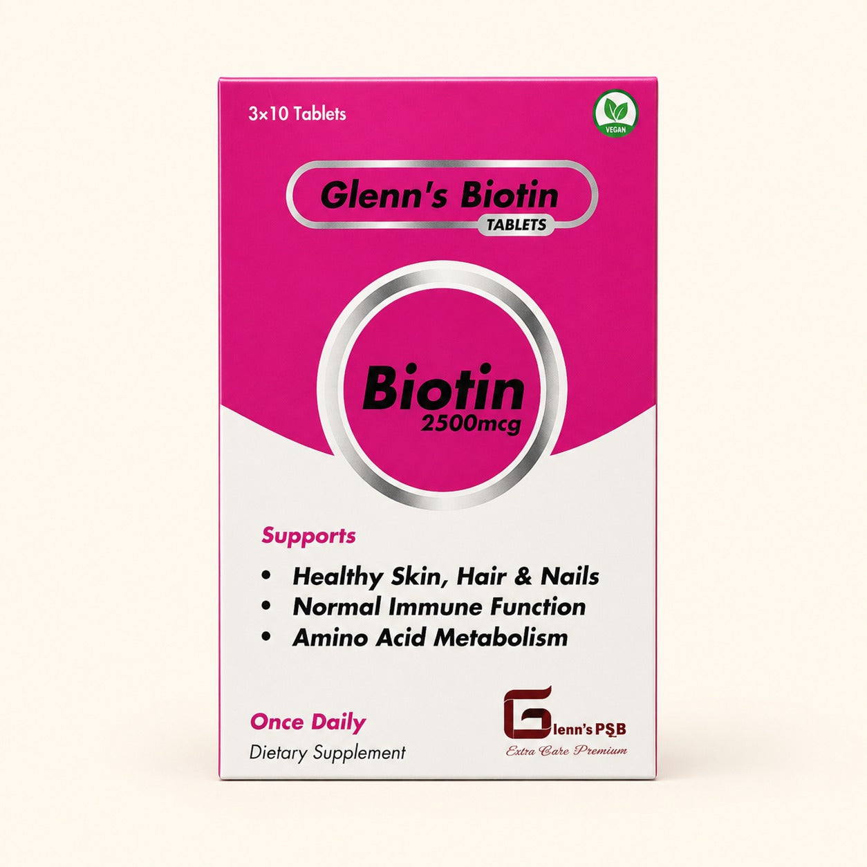 Glenn’s Biotin 2500 mcg Tablets – 30 Tablets